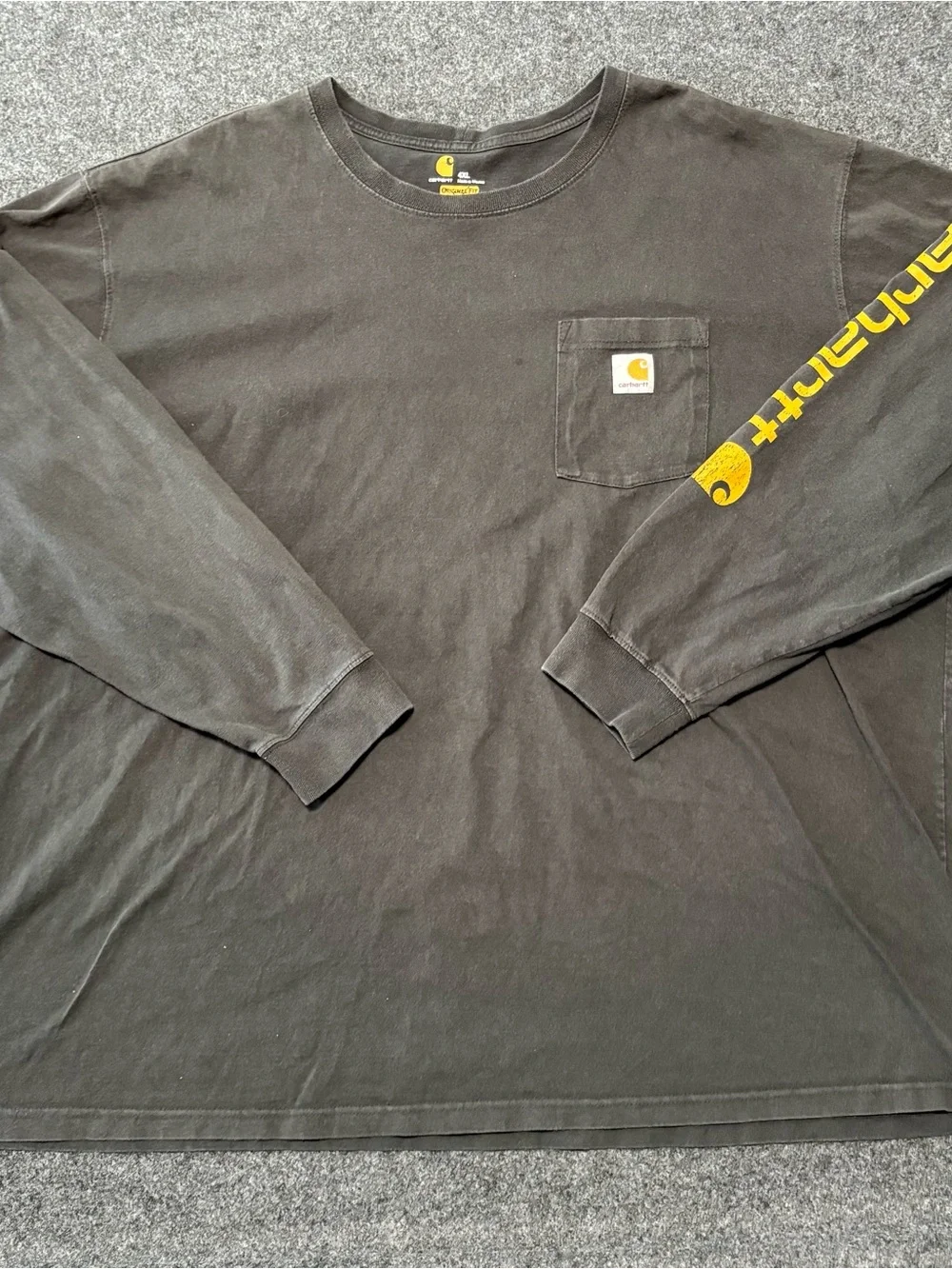 Carhartt Shirt Mens 4XL Black Original Fit Long Sleeve Logo Workwear Distressed